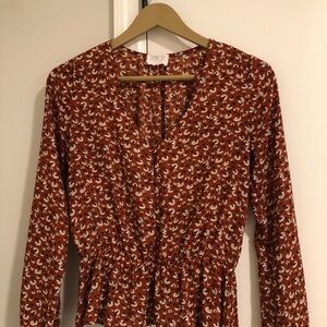 Sienna Sky Rust and Black Floral Top
